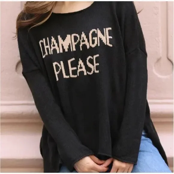 Wooden Ships Sweater Champagne Please Wool Mohair Black Boxy Size S/M New X21 - Picture 5 of 13